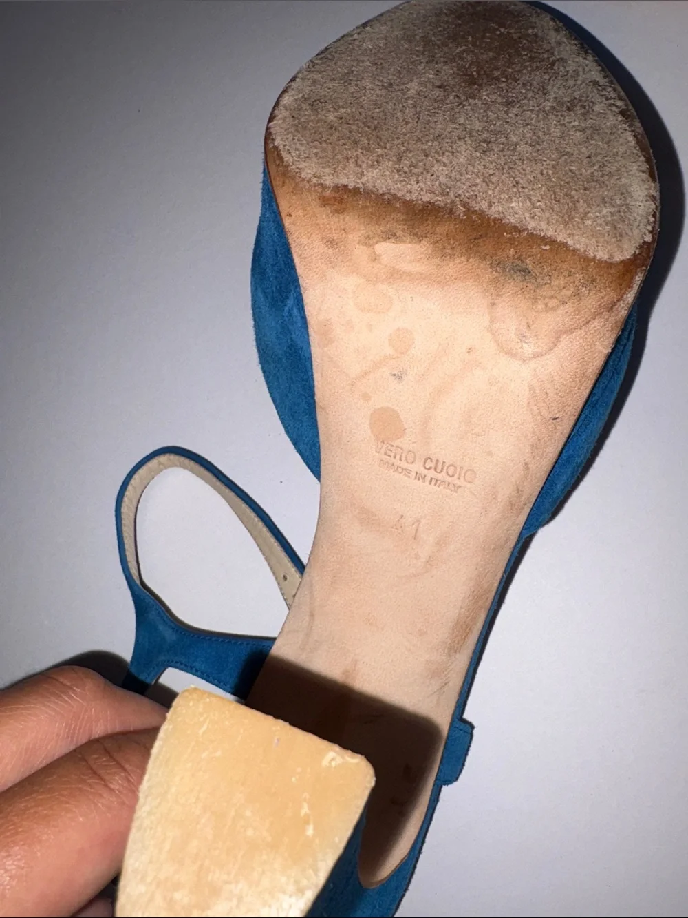 Roberto Festa Teal Suede Platform Mary Jane Heels